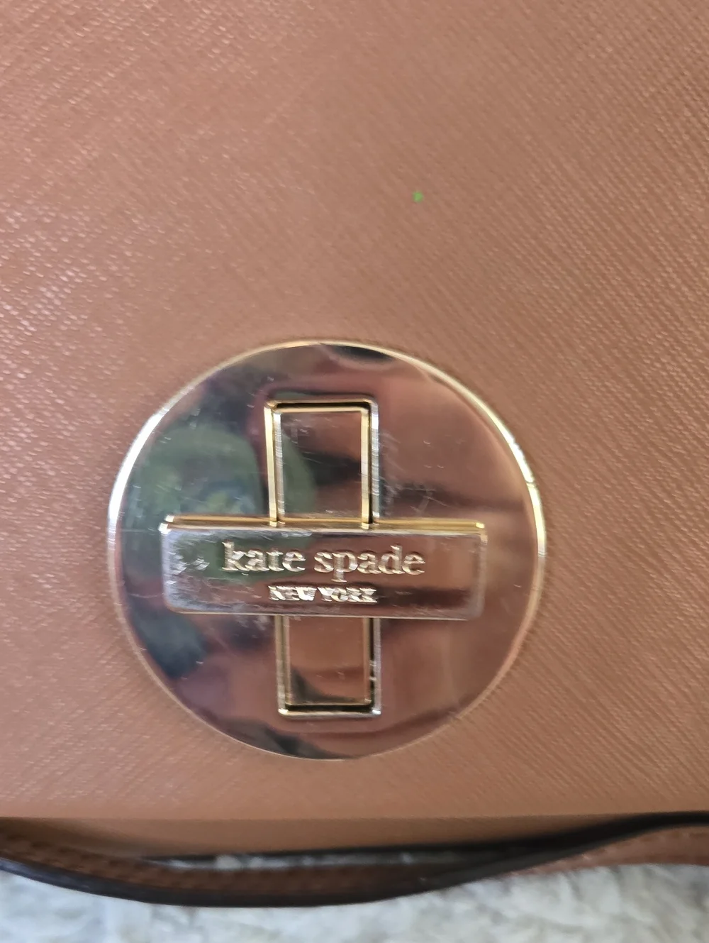 kate spade Brown Saffiano Crossbody with Turn-Lock EUC
